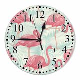 KEEPSUPER Flamingo ve Palmiye Yaprağı Duvar Saati 25,8 cm Pille Çalışan Saat Sessiz Tik Tik Takmayan Modern Saatler Dekoratif Ev Mutfak Oturma Odası Banyo Ofis için