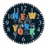KEEPSUPER New York City Duvar Saati New York Temalı Saat 10 İnç Sessiz Tik Takmayan Saatler Ev Oturma Çamaşır Odası Mutfak Yatak Odası Ofis için Pille Çalışır