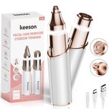 KEESON Kadınlar için yüz epilasyonu, 2'si 1 arada elektrikli kaş düzeltici, LED ışıklı, USB C şarj edilebilir tüy alma cihazı, yüz tıraş makinesi, kadınlar için yüz saç çıkarıcı, dudak, şeftali tüyü