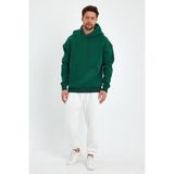 Kef Clothing Yeşil Hoodie, Oversize Sweatshirt, Erkek Hoodie, Kanguru Cep Kapüşonlu - 03-Yeşil - M