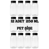 kefeli gurme 250ml Pet yuvarlak Şişe Ve Siyah Kapak( 12 Adet)