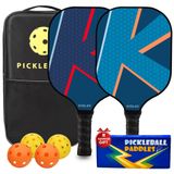 KEGLAD Pickleball kürekler, hafif pickleball seti, 2'li grafit pickleball küreği, yastık saplı, 4 pickleball topu ve 1 pickleball çantası, pickleball raketi, erkekler ve kadınlar için hediyeler