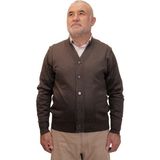 Kehila Erkek Füme Baba Hırkası Önden Zarif Düğmeli Klasik Çift Cepli Rahat Kesim Ince Yün Triko