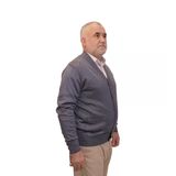 Kehila Erkek Mavi Baba Hırkası Önden Zarif Düğmeli Klasik Çift Cepli Rahat Kesim Ince Yün Triko