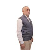 Kehila Erkek Mavi Baba Yeleği Önden Zarif Düğmeli Klasik Çift Cepli Rahat Kesim Ince Yün Triko