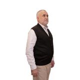 Kehila Erkek Siyah Baba Yeleği Önden Zarif Düğmeli Klasik Çift Cepli Rahat Kesim Ince Yün Triko