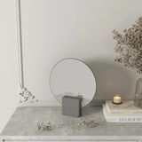 Kein Mermer Dekoratif Masa ve Makyaj Aynası Minimalist Oval Çerçevesiz Ayna Salon Oturma Odası 23 cm - Gri