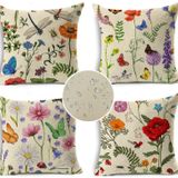 KEIROUTK Dış Mekan Yastıkları Su Geçirmez İlkbahar Yaz Yastık Kılıfları 45,7 x 45,7 cm 4'lü Set Çiçekli Çiftlik Evi Kırlent Yastıkları Dekoratif Yastık Kılıfları Dış Mekan Kanepe Kanepe Veranda