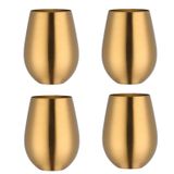Keiwhsly Stemless 470 ml Bardak Şarap Kadehi Seti, Ev Restoran Barları için 304 Paslanmaz Çelik Bardak Dış Mekan, Hediyelik Eşyalar ve Bulaşık Makinesinde Yıkanabilir (Altın)