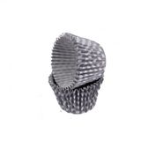 Kek Kalıbı Pet Kapsül 52x45 Mm Kağıt Cupcake Kağıdı - 100 Adet Puantiyeli Gümüş