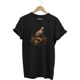 Keklik Kuşu Baskılı Arazi ve Doğa Tişörtü Outdoor Giyim - Siyah - XL