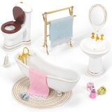 Keldoner Seramik Bebek Evi Mobilyası 1 12 Ölçek, Bebek Evi Mobilyası Oyuncakları Tuvalet Küveti Lavabo Havlu Rafı ve Diğer Miniture Ev Mobilyaları ve Aksesuarları Dahil
