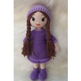 kelebeginruyasihobievi Amigurumi Lila Şapkalı Örgülü Saçlı Kız Bebek