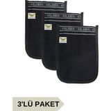 Kelebek 3'lü Osmanlı Kalın Siyah Banyo Hamam Kesesi 25X17 cm Doğal Malzeme ile Tüm Ciltler İçin