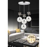 KELEBEK 4LÜ KROM 3 Renk LED ISIKLI SALON MUTFAK OTURMA ODASI ANTRE AVİZE