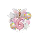 Kelebek 6 Yaş Balon Set Gökkuşağı Kelebek Konsept Doğum Günü Balon Set