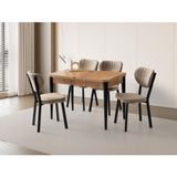Kelebek Açılır Masa 70x110 Çam MDF Siyah Ayak + 4 Elma Sandalye Metal Siyah Takım