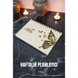Kelebek Ahşap Plan Defteri - Ajanda - Haftalık Planlayıcı (Ahşap Rengi Banu) A5