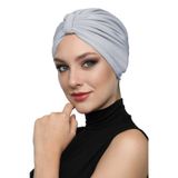 Kelebek Astarlı Açık Gri Hazır Türban Tesettür Havuz Bonesi