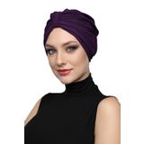 Kelebek Astarlı Mor Hazır Türban Tesettür Havuz Bonesi