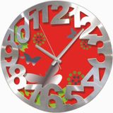 Kelebek Desenli Alüminyum Kalın Kadran Duvar Saati