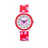 Kelebek Desenli Kırmızı Kız Çocuk Kol Saati Analog Saat St-304422