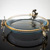 Kelebek Döküm Ayaklı Yuvarlak Borcam Servis 27 cm Gold Özel Kaplama
