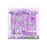 Kelebek Folyolu Lila Gümüş Balon Zincir Set