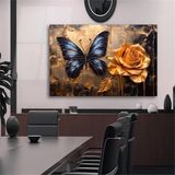Kelebek Gold Çiçek 3D Yoğun Yağlı Boya Tablo