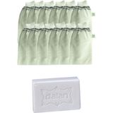 Kelebek Hamam Banyo Kesesi Standart Lastikli Beyaz 12 Adet + Dalan Sultan Hamam Doğal Banyo Sabunu 200 gr
