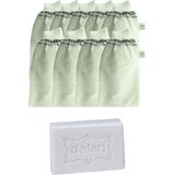 Kelebek Hamam Banyo Kesesi Standart Lastikli Beyaz 9 Adet + Dalan Sultan Hamam Doğal Banyo Sabunu 200 gr