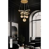 Kelebek Kasa 3 Renk Kumandalı Modern Sarkıt 3 Orta 1 Büyük 4 Toplu Kelebekli Ledli Salon Avize Gold - Çok Renkli