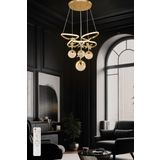 Kelebek Kasa 3 Renk Kumandalı Modern Sarkıt 3 Orta 1 Büyük 4 Toplu Kelebekli Ledli Salon Avize Gold