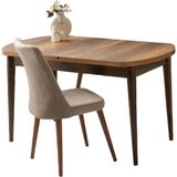Kelebek Kaşıklıklı Barok Ceviz Desen Ceviz Ahşap Ayak Açılır 140X80 Masa (Açılımış Ölçüsü 175X80) - 140 X 80