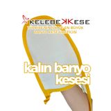 Kelebek Kese Kalın Banyo Kesesi, Hamam Kesesi, Duş Kesesi, Vücut Kesesi Sarı Kenar Biyeli