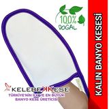 Kelebek Kese Kalın Banyo Kesesi Mor Kenar Biyeli Doğal Malzeme ile Tüm Ciltler İçin Peeling