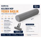Kelebek Mop Yedek Başlığı 33 cm PVA Sünger Mop Yedeği Kendinden Sıkmalı Yer Silme Mopu Sünger Başlık Kıl Tüy Toz Temizlik Aparatı