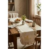 Kelebek Nakış Detaylı Fırfırlı Masa Runner 40X120 Cm Şık Dekoratif Masa Ve Konsol Örtüsü