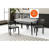 Kelebek Ortadan Açılır Büyüyen Yemek Masası Gri 70 x 120 cm - 70X120 - Gri - Siyah