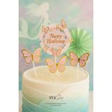 Kelebek Pasta Süsleri Pasta Dekoru Happy Birthday Yazılı Kelebek Pasta Süsleme Seti - Çok Renkli