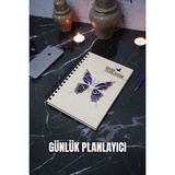 Kelebek Tasarım Ahşap Plan Defteri - Süresiz Ajanda - Günlük Planlayıcı - A5 Planlama Defteri