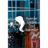 Kelebek Ve Kadın 8 Mart Kadınlar Gününe Özel Indirimler Yazısı Cam Vitrin Sticker (Beyaz)