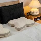 Kelebek Visco Yastık Ergonomik Yastık Papillon Doğal Keten Kılıflı Yastık 45X50x15 Cm