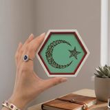 Kelime-i Tevhid ve Ay Yıldız Figürlü Modern Dekoratif Obje, Manevi Değeri Yüksek Şık Hediye 10x10 cm