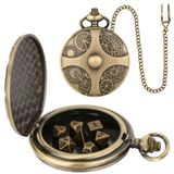Keller & Weber Mini DND Zar Seti Bronz Steampunk Dişli Cep Saati Kabuk Kılıfı, 7 adet Çok Yüzlü Metal D&D Zar Seti, Hediye Kutusu ile DND Hediyeleri, Rol Yapma Tahtası Oyunları Aksesuarları