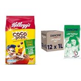Kellogg's Coco Pops Çikolatalı Buğday ve Mısır Gevreği 450 Gr & Danone Laktozsuz Süt 1L (12 Adet)