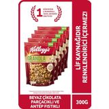 Kellogg's Granola Beyaz Çikolata Parçacıklı&Antep Fıstıklı 300Gr x 5 Adet,%46 Yulaf içerir, Lif Kaynağı