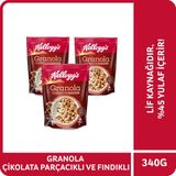 Kellogg's Granola Çikolata Parçacıklı ve Fındıklı 340 G x 3 Adet, %45 Yulaf Ezmesi, Lif Kaynağı Kahvaltılık Gevrek - 340 gr