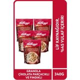 Kellogg's Granola Çikolata Parçacıklı Ve Fındıklı 340g X5 Adet, %44 Yulaf Ezmesi,lif Kaynağı,kahvaltılık