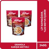 Kellogg's Granola Karışık Meyveli 340 G x3 Adet,%45 Yulaf Ezmesi,%20 Kurutulmuş Meyve , Lif Kaynağı Kahvaltılık Gevrek - 340 gr